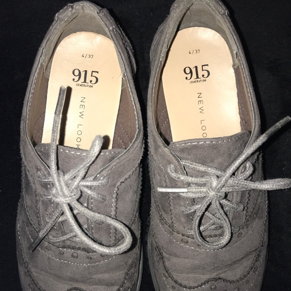 Gray suede platform lace up oxfords from new look - Picture 4 of 4